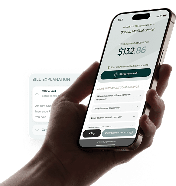Reclaimly patient billing app on a phone